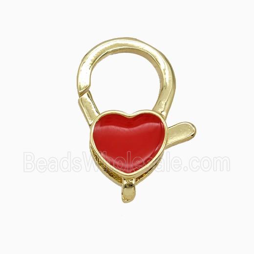 Copper Lobster Clasp Heart Enamel Gold Plated