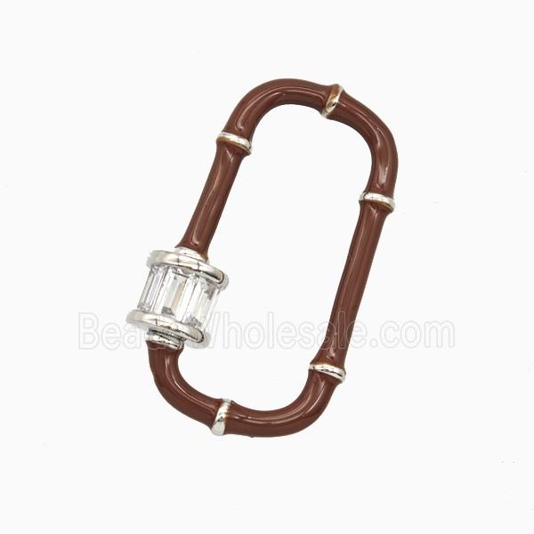 Copper Carabiner Clasp Pave Zirconia Enamel Platinum Plated