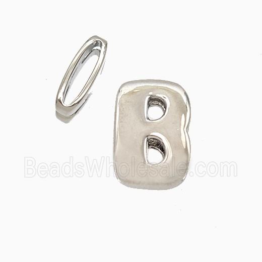 Copper Letter-B Beads Flat Hole Platinum Plated