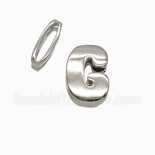 Copper Letter-G Beads Flat Hole Platinum Plated