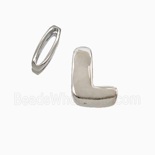 Copper Letter-L Beads Flat Hole Platinum Plated