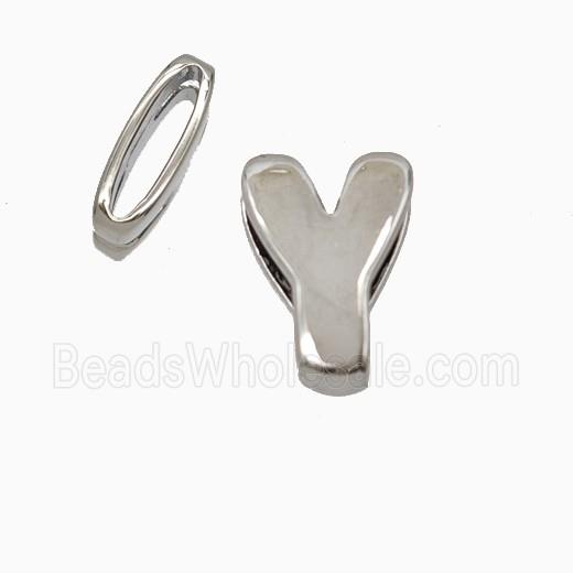 Copper Letter-Y Beads Flat Hole Platinum Plated