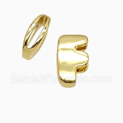 Copper Letter-F Beads Flat Hole Gold Plated