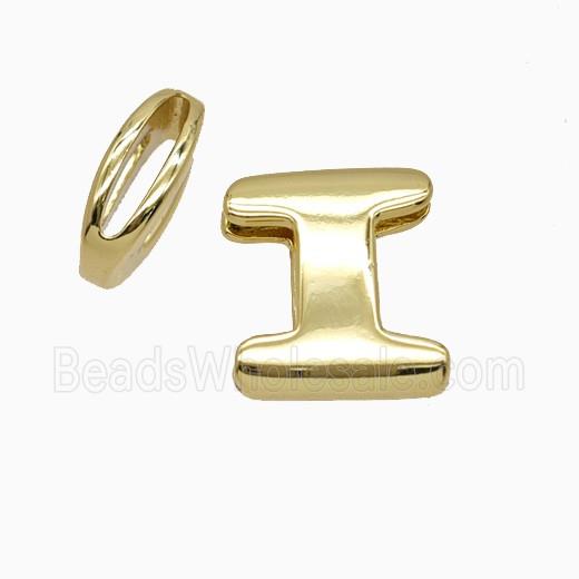 Copper Letter-I Beads Flat Hole Gold Plated