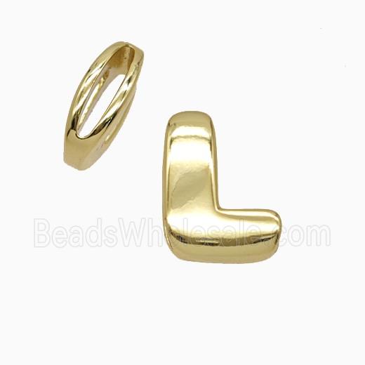Copper Letter-L Beads Flat Hole Gold Plated