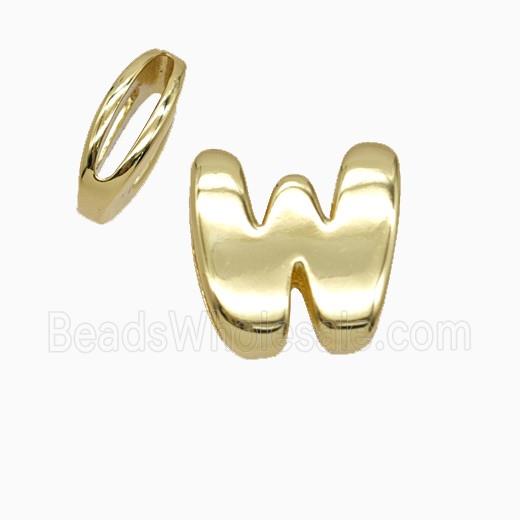 Copper Letter-W Beads Flat Hole Gold Plated