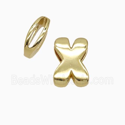 Copper Letter-X Beads Flat Hole Gold Plated