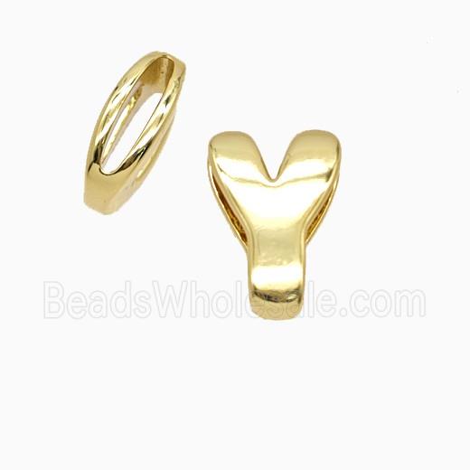 Copper Letter-Y Beads Flat Hole Gold Plated