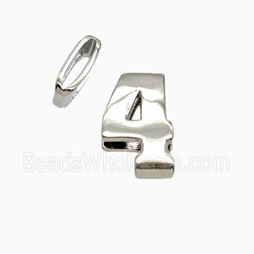 Copper Number-4 Beads Flat Hole Platinum Plated
