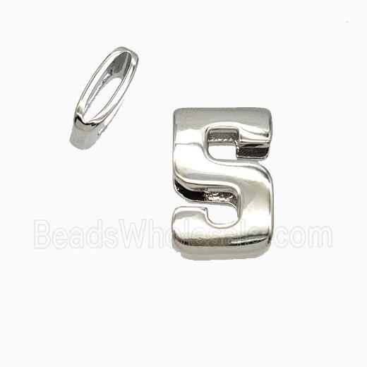 Copper Number-5 Beads Flat Hole Platinum Plated