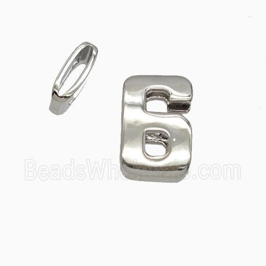 Copper Number-6 Beads Flat Hole Platinum Plated