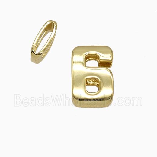 Copper Number-6 Beads Flat Hole Gold Plated