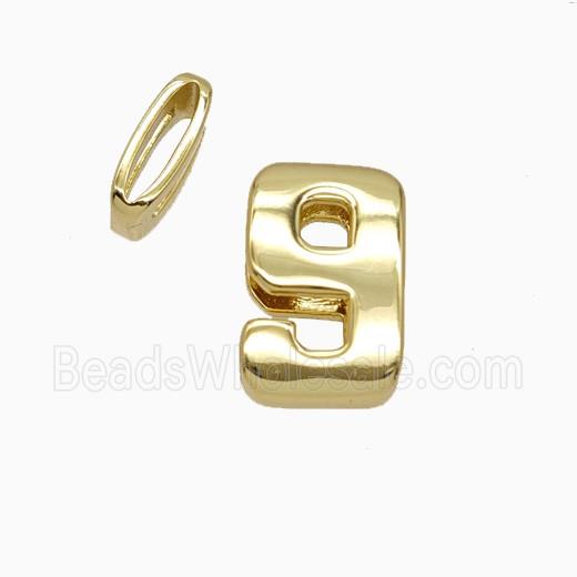 Copper Number-9 Beads Flat Hole Gold Plated