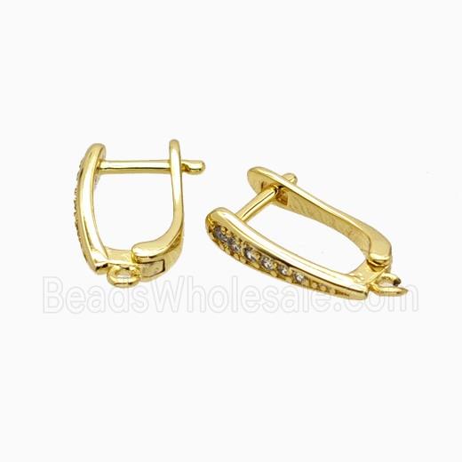 Copper Latchback Earrings Pave Zirconia Gold Plated