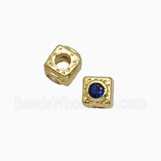Copper Cube Beads Pave Zirconia Gold Plated