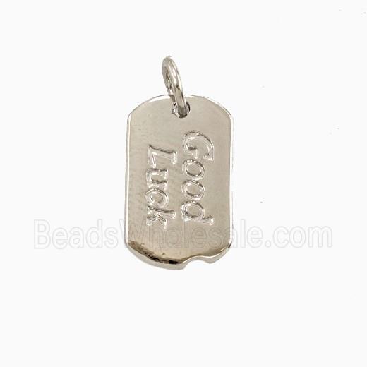 Copper GoodLuck Pendant Rectangle Platinum Plated