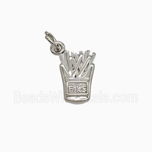 Copper French Fries Pendant Platinum Plated