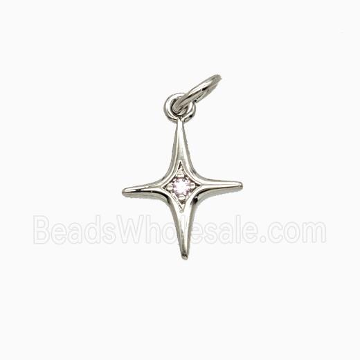 Copper NorthStar Pendant Pave Zirconia Platinum Plated