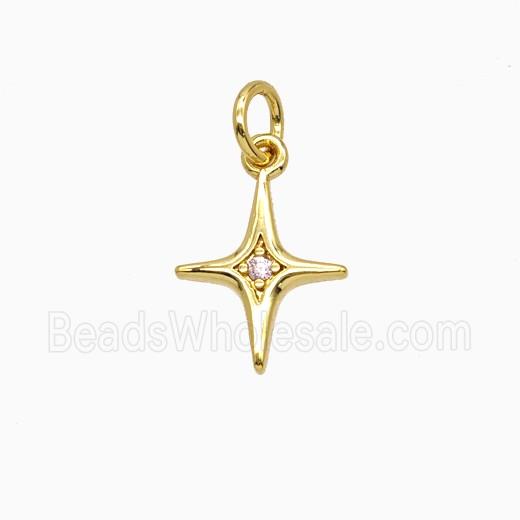 Copper NorthStar Pendant Pave Zirconia Gold Plated