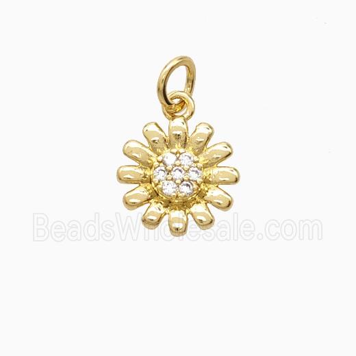 Copper Daisy Flower Pendant Pave Zirconia Gold Plated