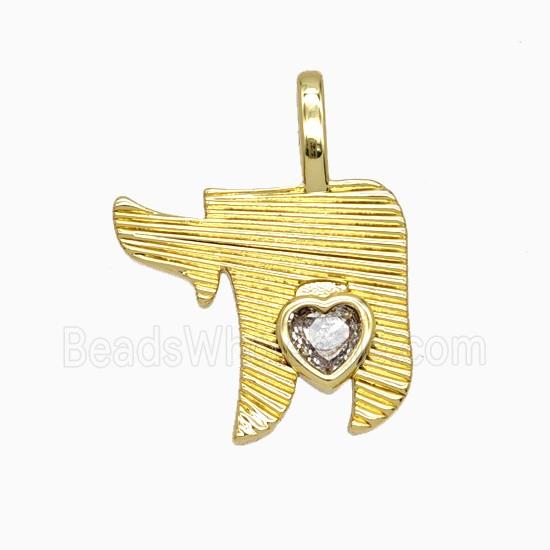 Copper Pendant Pave Zirconia Heart Gold Plated