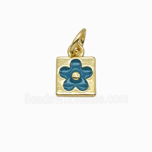 Copper Flower Pendant Enamel Gold Plated