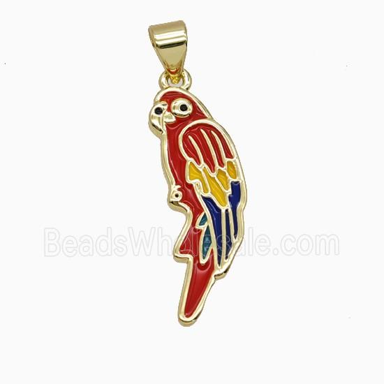 Copper Parrot Pendant Birds Enamel Gold Plated