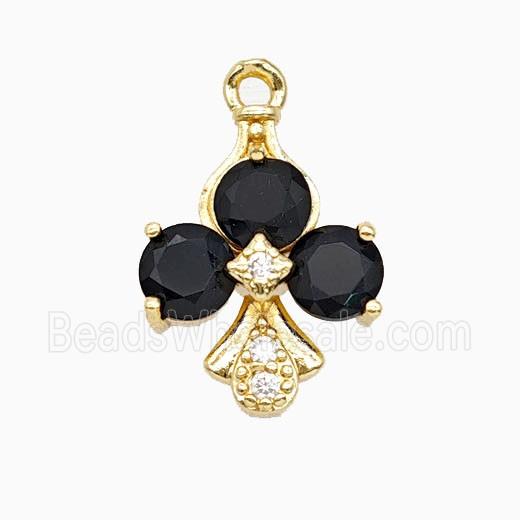 ACE of Clubs Copper Pendant Pave Crystal Glass Gold Plated
