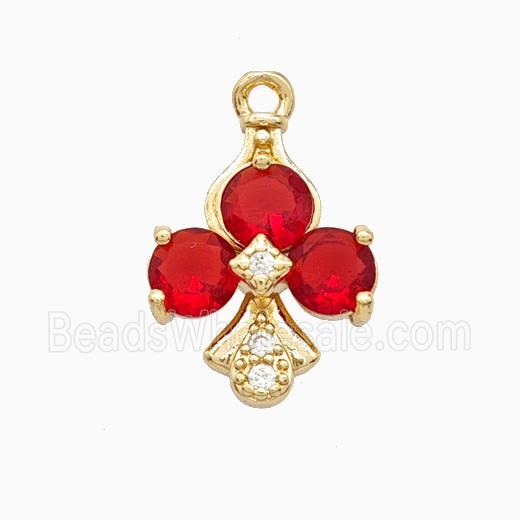 ACE of Clubs Copper Pendant Pave Crystal Glass Gold Plated