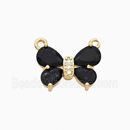 Copper Butterfly Pendant Pave Crystal Glass 2loops Gold Plated