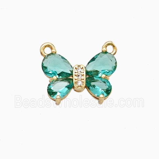 Copper Butterfly Pendant Pave Crystal Glass 2loops Gold Plated