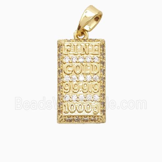 Copper Nugget Pendant Pave Zirconia Slice Gold Plated