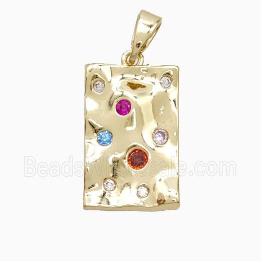Copper Nugget Pendant Pave Zirconia Slice Gold Plated