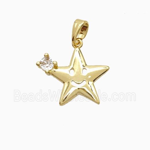 Copper Star Pendant Pave Zirconia Gold Plated