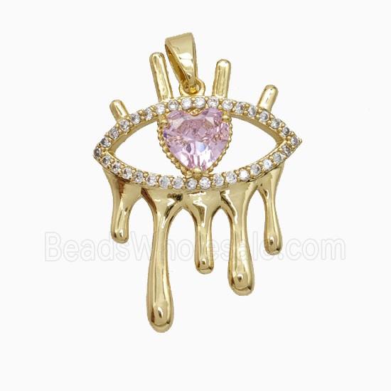 Copper Eye Pendant Pave Zirconia Gold Plated