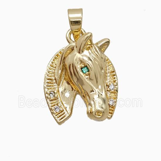 Copper Horse-Head Pendant Pave Zirconia Gold Plated