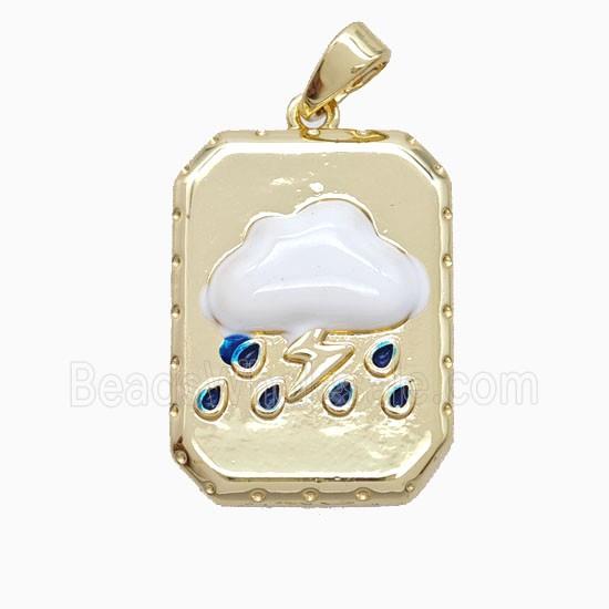 Copper Cloud Pendant Enamel Rectangle Gold Plated