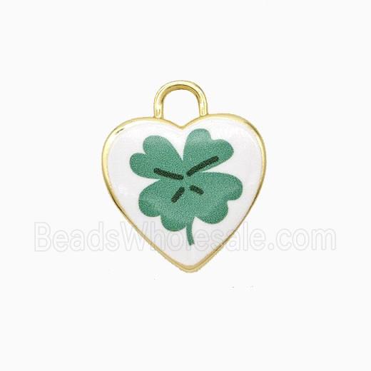 Copper Heart Pendant Painted Flower Gold Plated