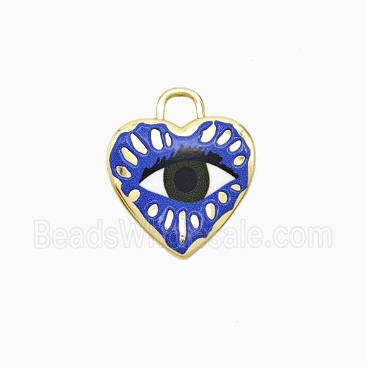 Copper Heart Pendant Painted Eye Gold Plated