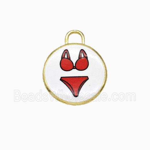 Copper Circle Pendant Painted Bikini Gold Plated