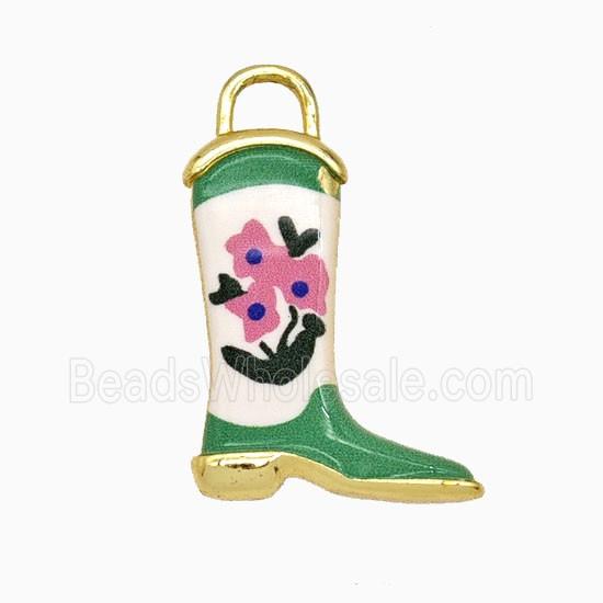 Copper Cowboy Boots Pendant Painted Gold Plated