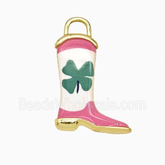 Copper Cowboy Boots Pendant Painted Gold Plated