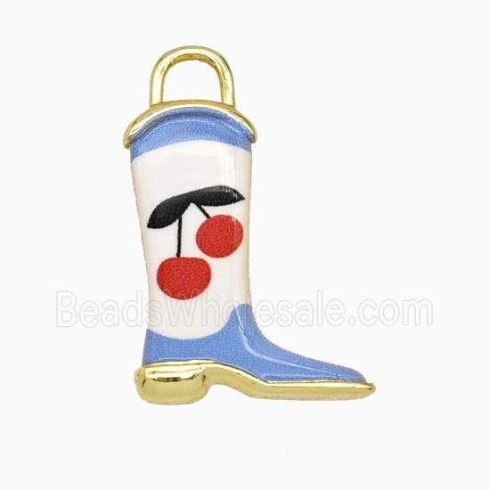 Copper Cowboy Boots Pendant Painted Gold Plated