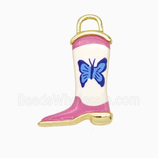 Copper Cowboy Boots Pendant Painted Gold Plated