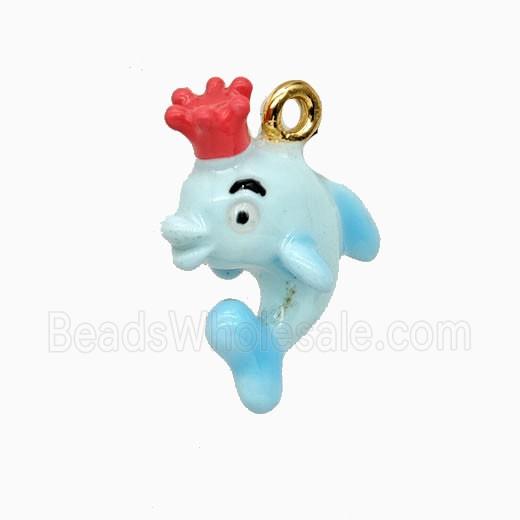 Copper Dolphin Pendant Enamel Gold Plated