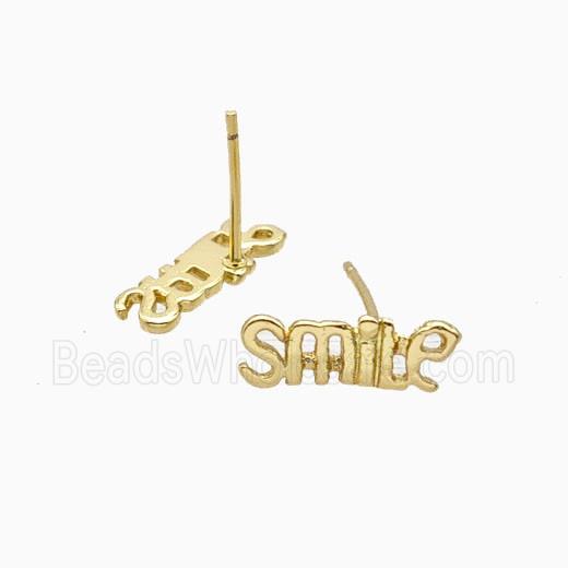 Copper Smile Stud Earrings Gold Plated