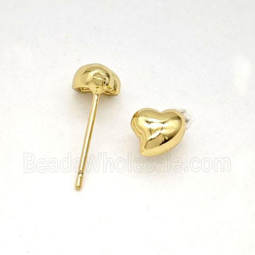 Copper Heart Stud Earrings Gold Plated