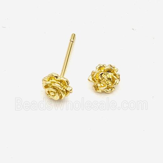 Copper Roseflower Stud Earrings Gold Plated