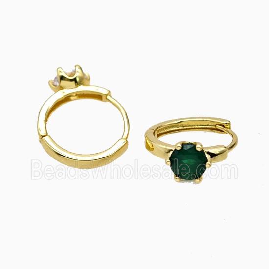 Copper Hoop Earrings Pave Zirconia Gold Plated