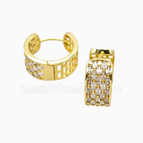 Copper Hoop Earrings Pave Zirconia Gold Plated